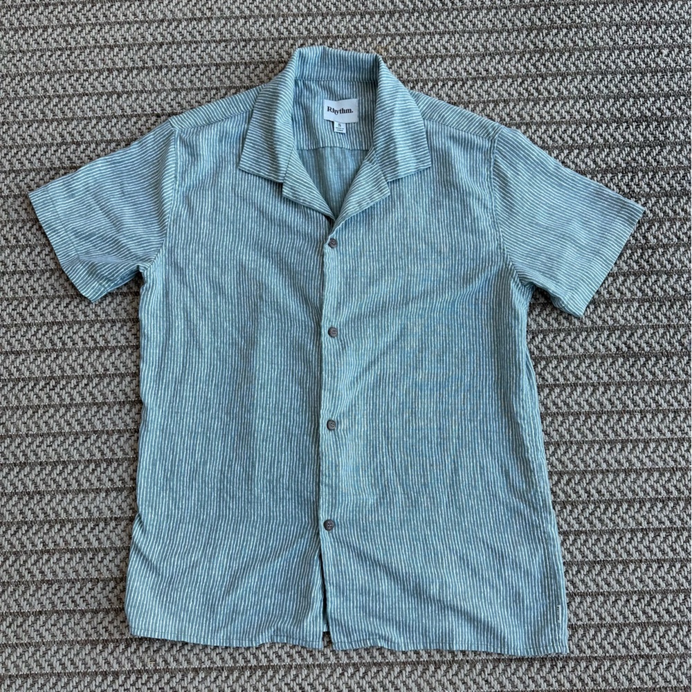 Rhythm Vacation Stripe SS button down shirt